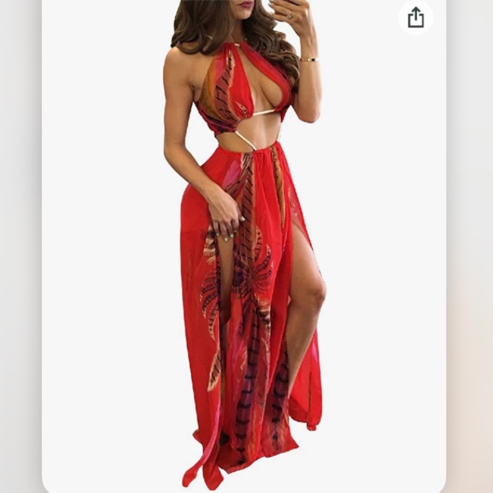 Biubiu halter split cover Up dress L